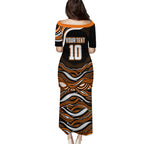 Personalized Wests Tigers Rugby Family Matching Puletasi and Hawaiian Shirt Aboriginal Dot Art - Dreamtime Rugby Mascot