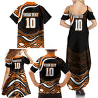 Personalized Wests Tigers Rugby Family Matching Summer Maxi Dress and Hawaiian Shirt Aboriginal Dot Art - Dreamtime Rugby Mascot