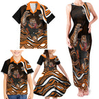 Personalized Wests Tigers Rugby Family Matching Tank Maxi Dress and Hawaiian Shirt Aboriginal Dot Art - Dreamtime Rugby Mascot