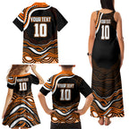 Personalized Wests Tigers Rugby Family Matching Tank Maxi Dress and Hawaiian Shirt Aboriginal Dot Art - Dreamtime Rugby Mascot