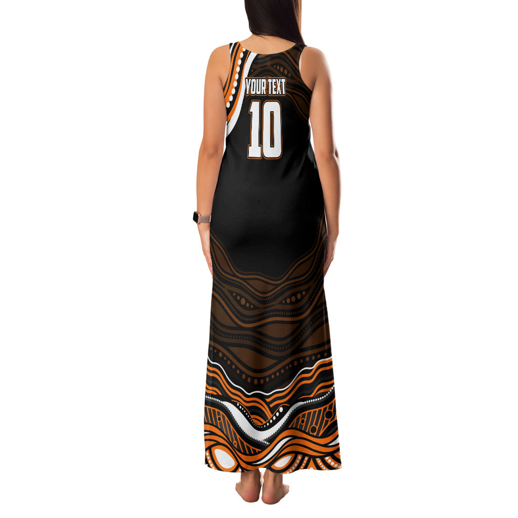 Personalized Wests Tigers Rugby Family Matching Tank Maxi Dress and Hawaiian Shirt Aboriginal Dot Art - Dreamtime Rugby Mascot