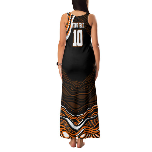 Personalized Wests Tigers Rugby Family Matching Tank Maxi Dress and Hawaiian Shirt Aboriginal Dot Art - Dreamtime Rugby Mascot
