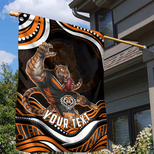 Personalized Wests Tigers Rugby Garden Flag Aboriginal Dot Art - Dreamtime Rugby Mascot
