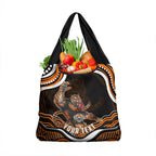 Personalized Wests Tigers Rugby Grocery Bag Aboriginal Dot Art - Dreamtime Rugby Mascot