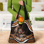 Personalized Wests Tigers Rugby Grocery Bag Aboriginal Dot Art - Dreamtime Rugby Mascot
