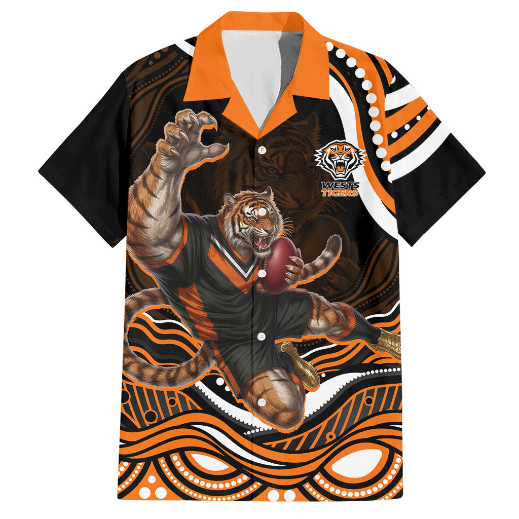 Personalized Wests Tigers Rugby Hawaiian Shirt Aboriginal Dot Art - Dreamtime Rugby Mascot