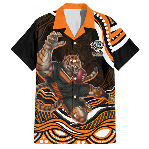Personalized Wests Tigers Rugby Hawaiian Shirt Aboriginal Dot Art - Dreamtime Rugby Mascot