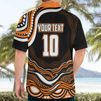 Personalized Wests Tigers Rugby Hawaiian Shirt Aboriginal Dot Art - Dreamtime Rugby Mascot