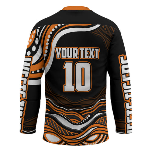 Personalized Wests Tigers Rugby Hockey Jersey Aboriginal Dot Art - Dreamtime Rugby Mascot