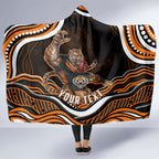 Personalized Wests Tigers Rugby Hooded Blanket Aboriginal Dot Art - Dreamtime Rugby Mascot