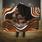 Personalized Wests Tigers Rugby Hooded Blanket Aboriginal Dot Art - Dreamtime Rugby Mascot