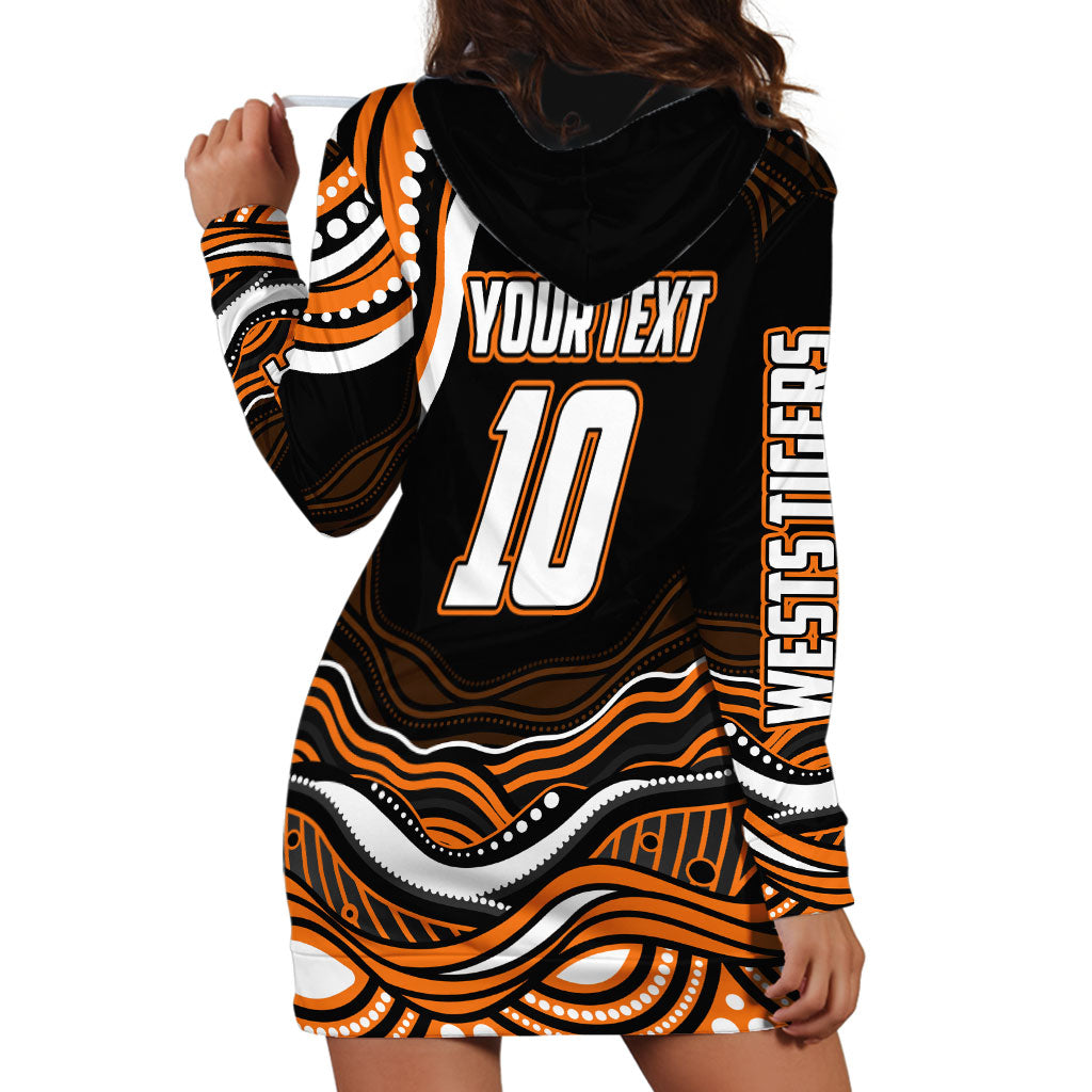 Personalized Wests Tigers Rugby Hoodie Dress Aboriginal Dot Art - Dreamtime Rugby Mascot