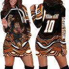 Personalized Wests Tigers Rugby Hoodie Dress Aboriginal Dot Art - Dreamtime Rugby Mascot
