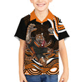 Personalized Wests Tigers Rugby Kid Hawaiian Shirt Aboriginal Dot Art - Dreamtime Rugby Mascot
