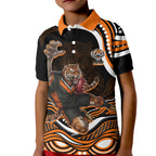 Personalized Wests Tigers Rugby Kid Polo Shirt Aboriginal Dot Art - Dreamtime Rugby Mascot