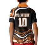 Personalized Wests Tigers Rugby Kid Polo Shirt Aboriginal Dot Art - Dreamtime Rugby Mascot