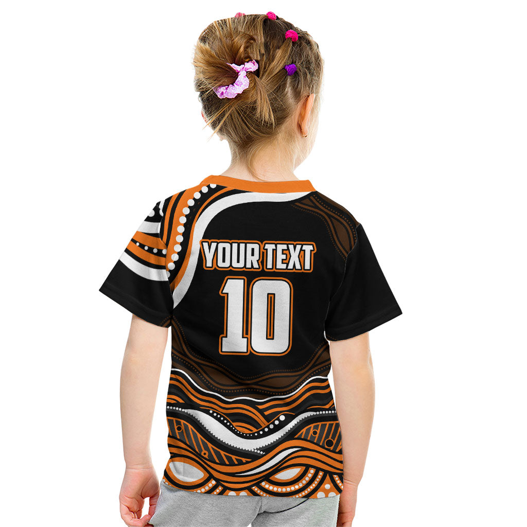 Personalized Wests Tigers Rugby Kid T Shirt Aboriginal Dot Art - Dreamtime Rugby Mascot