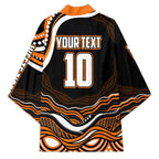 Personalized Wests Tigers Rugby Kimono Aboriginal Dot Art - Dreamtime Rugby Mascot
