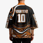 Personalized Wests Tigers Rugby Kimono Aboriginal Dot Art - Dreamtime Rugby Mascot