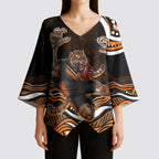 Personalized Wests Tigers Rugby Kimono Sleeve Blouse Aboriginal Dot Art - Dreamtime Rugby Mascot