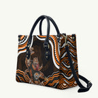 Personalized Wests Tigers Rugby Leather Bag Aboriginal Dot Art - Dreamtime Rugby Mascot
