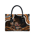Personalized Wests Tigers Rugby Leather Bag Aboriginal Dot Art - Dreamtime Rugby Mascot