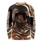 Personalized Wests Tigers Rugby Long Sleeve Shirt Aboriginal Dot Art - Dreamtime Rugby Mascot