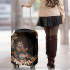 Personalized Wests Tigers Rugby Luggage Cover Aboriginal Dot Art - Dreamtime Rugby Mascot