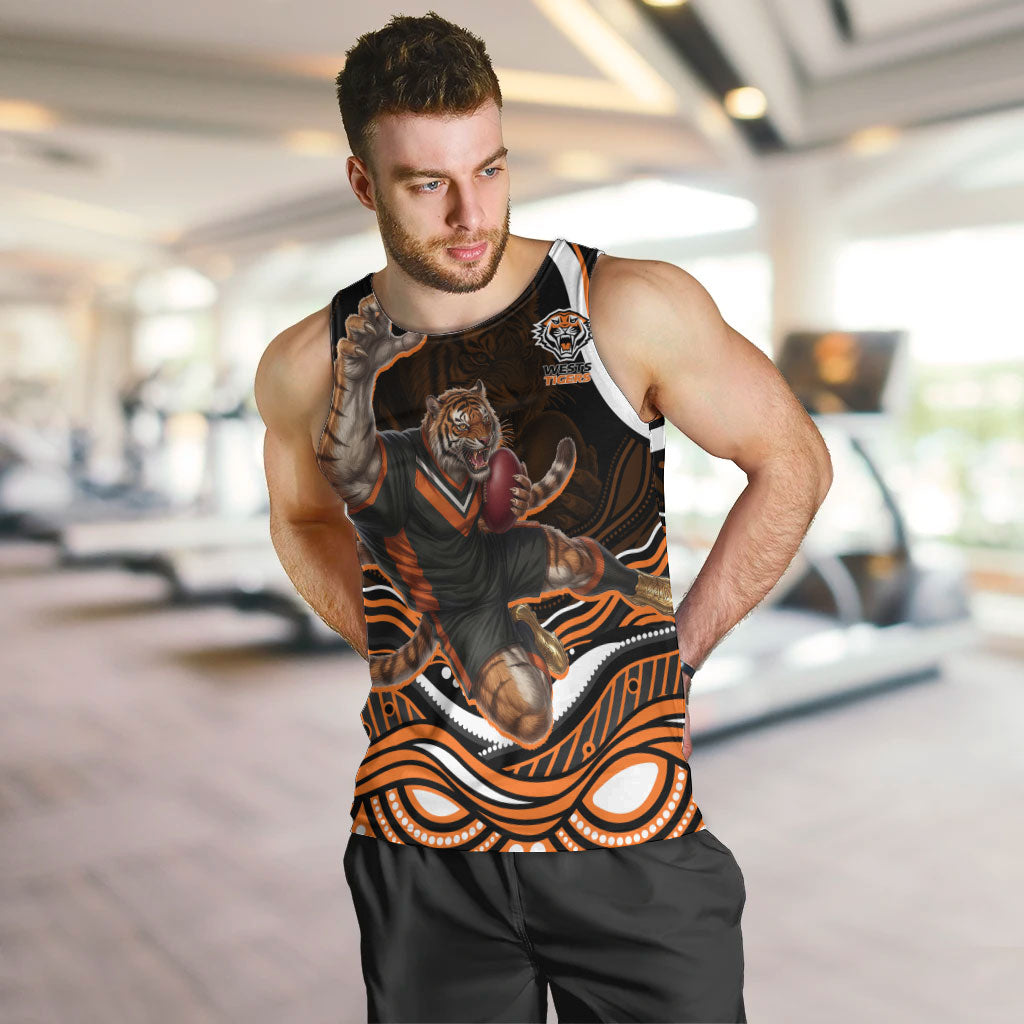 Personalized Wests Tigers Rugby Men Tank Top Aboriginal Dot Art - Dreamtime Rugby Mascot
