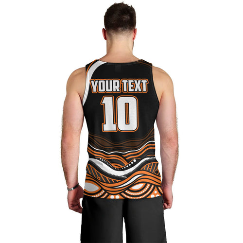 Personalized Wests Tigers Rugby Men Tank Top Aboriginal Dot Art - Dreamtime Rugby Mascot