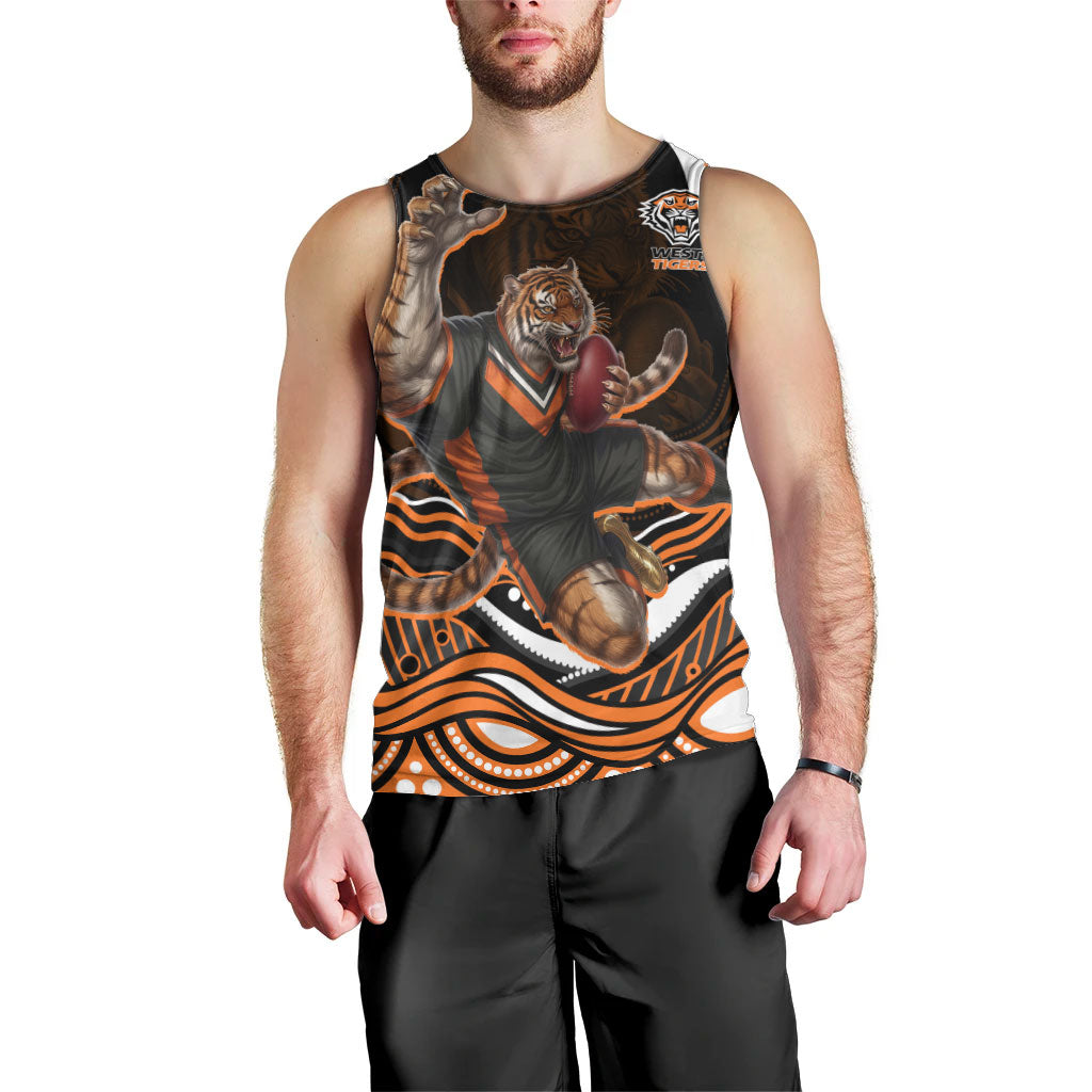 Personalized Wests Tigers Rugby Men Tank Top Aboriginal Dot Art - Dreamtime Rugby Mascot