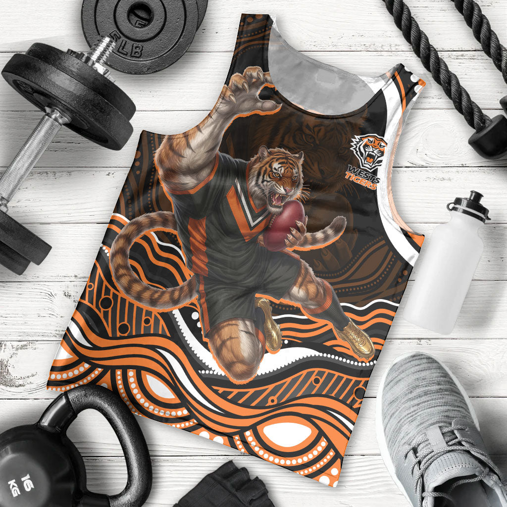 Personalized Wests Tigers Rugby Men Tank Top Aboriginal Dot Art - Dreamtime Rugby Mascot