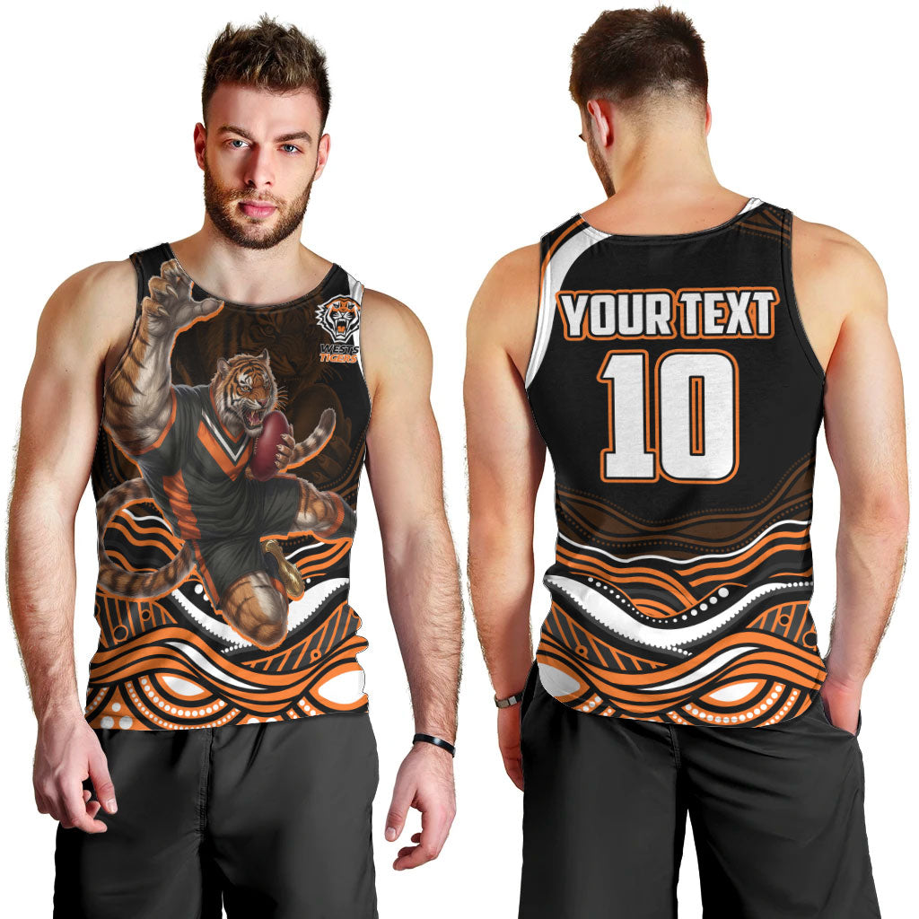 Personalized Wests Tigers Rugby Men Tank Top Aboriginal Dot Art - Dreamtime Rugby Mascot