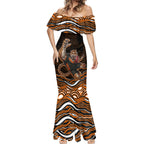 Personalized Wests Tigers Rugby Mermaid Dress Aboriginal Dot Art - Dreamtime Rugby Mascot