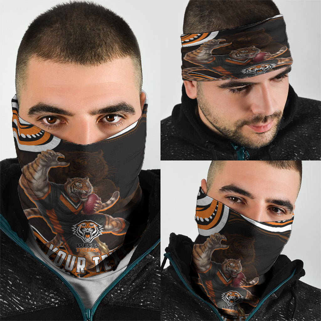 Personalized Wests Tigers Rugby Neck Gaiter Aboriginal Dot Art - Dreamtime Rugby Mascot