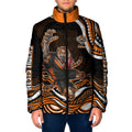 Personalized Wests Tigers Rugby Padded Jacket Aboriginal Dot Art - Dreamtime Rugby Mascot