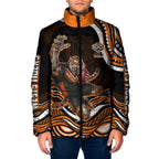 Personalized Wests Tigers Rugby Padded Jacket Aboriginal Dot Art - Dreamtime Rugby Mascot