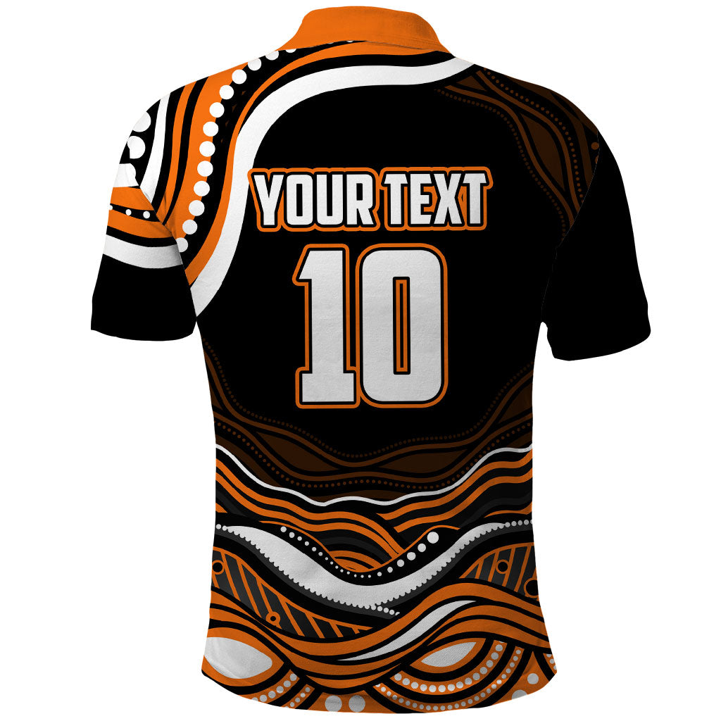 Personalized Wests Tigers Rugby Polo Shirt Aboriginal Dot Art - Dreamtime Rugby Mascot