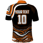 Personalized Wests Tigers Rugby Polo Shirt Aboriginal Dot Art - Dreamtime Rugby Mascot