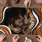 Personalized Wests Tigers Rugby Puzzle Aboriginal Dot Art - Dreamtime Rugby Mascot