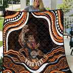Personalized Wests Tigers Rugby Quilt Aboriginal Dot Art - Dreamtime Rugby Mascot