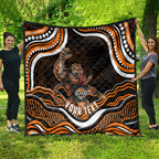 Personalized Wests Tigers Rugby Quilt Aboriginal Dot Art - Dreamtime Rugby Mascot