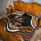 Personalized Wests Tigers Rugby Quilt Aboriginal Dot Art - Dreamtime Rugby Mascot