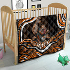 Personalized Wests Tigers Rugby Quilt Aboriginal Dot Art - Dreamtime Rugby Mascot