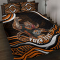 Personalized Wests Tigers Rugby Quilt Bed Set Aboriginal Dot Art - Dreamtime Rugby Mascot