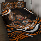 Personalized Wests Tigers Rugby Quilt Bed Set Aboriginal Dot Art - Dreamtime Rugby Mascot