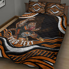 Personalized Wests Tigers Rugby Quilt Bed Set Aboriginal Dot Art - Dreamtime Rugby Mascot