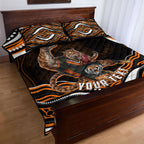Personalized Wests Tigers Rugby Quilt Bed Set Aboriginal Dot Art - Dreamtime Rugby Mascot
