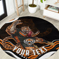 Personalized Wests Tigers Rugby Round Carpet Aboriginal Dot Art - Dreamtime Rugby Mascot