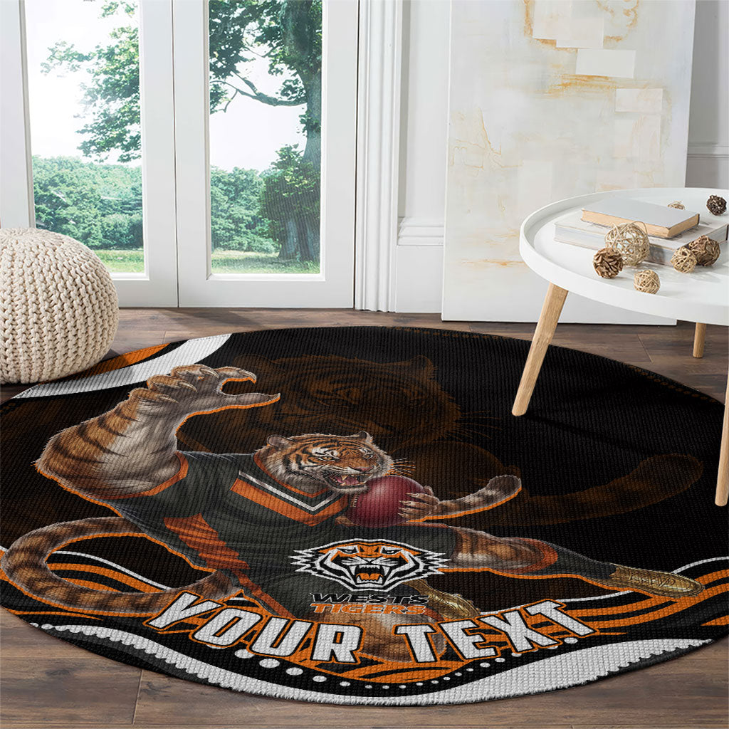 Personalized Wests Tigers Rugby Round Carpet Aboriginal Dot Art - Dreamtime Rugby Mascot